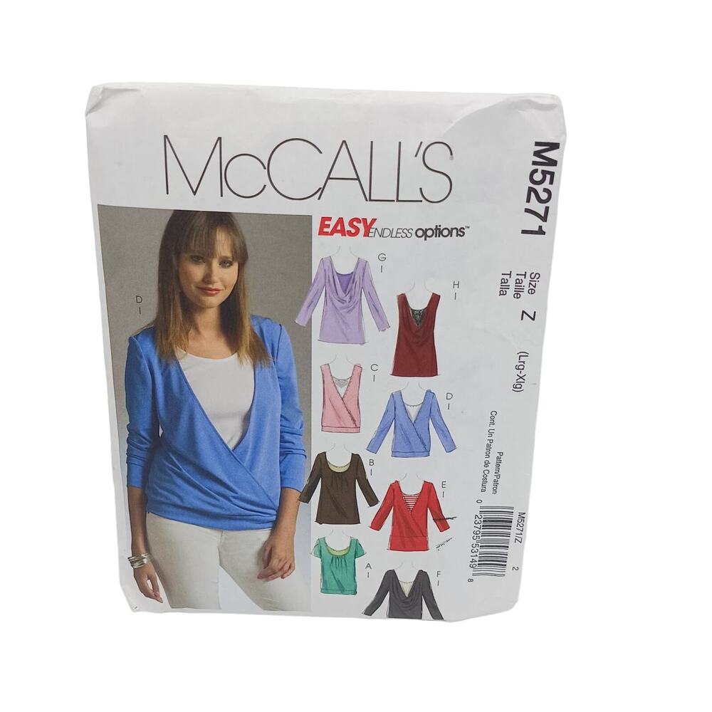 McCalls M5271 Size Z L XL Misses Tops & Tank Top Shirts Uncut 2006